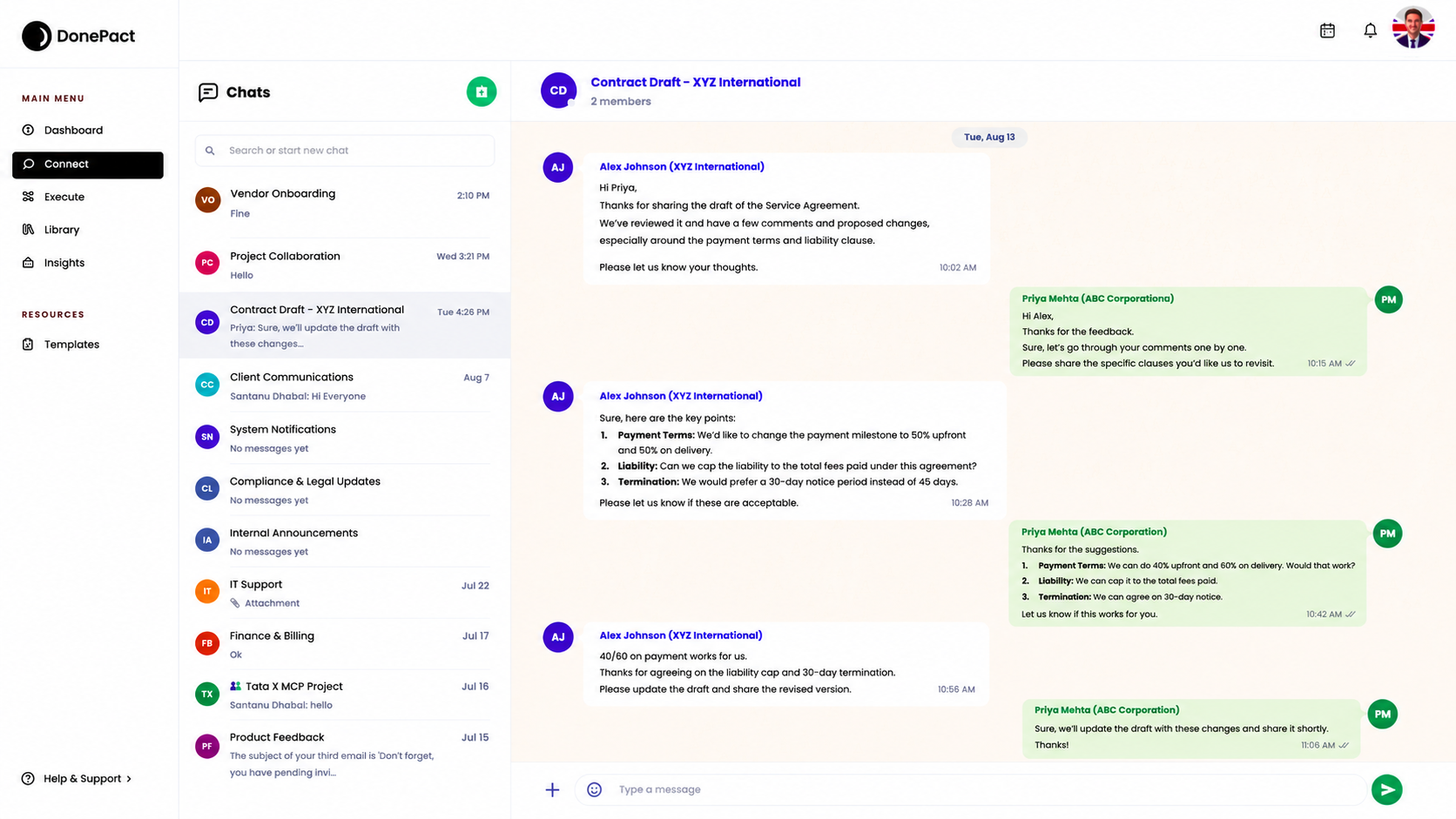 AI built into the DonePact agreement workflow